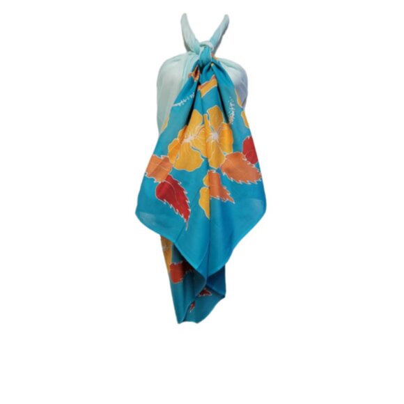 Womens Sarong Cotton Wrap Handpainted Batik Wrapskirt Beach Pareo Beachwear -NEW - Picture 3 of 7